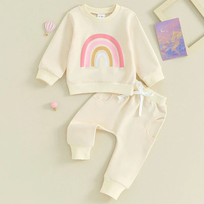 Conjunto Moletom Feminino Infantil Arco Iris - Ama Mamma