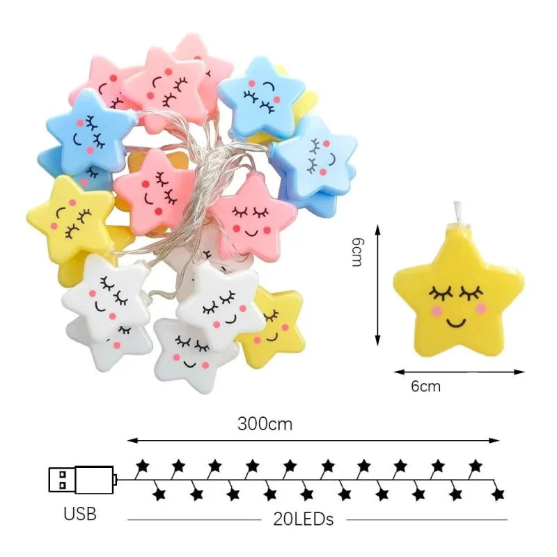 Cordão de Luz LED Nuvem/Estrela Ama Mamma - 3 Metros com 20 LEDs' - Ama Mamma