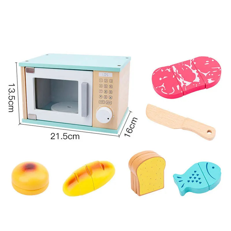 Kit Cozinha Montessori em Madeira Micro-ondas - Ama Mamma
