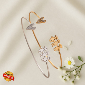 Bracelete Cannes com Coração Cravejado e Pingente de Menino/Menina - Ama Mamma