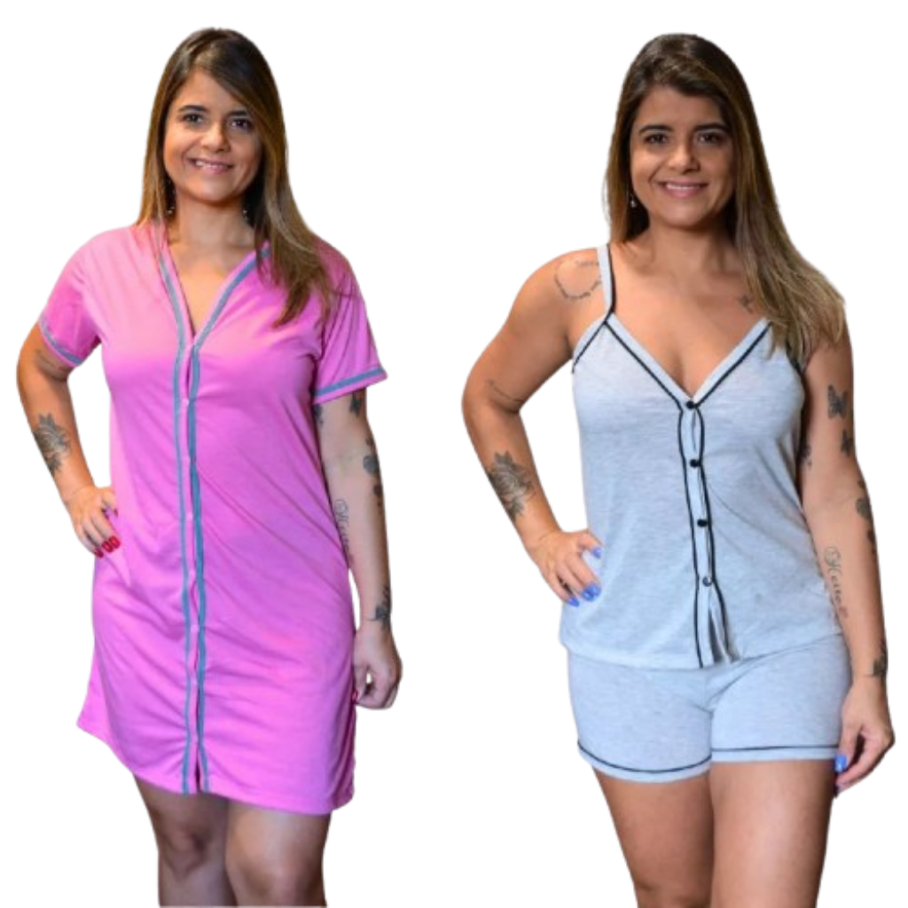 Conjunto de 2 Pijamas Amamentação Americano Luxo