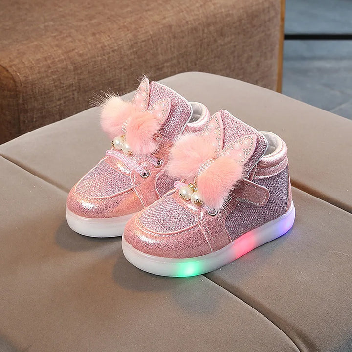 Botinha Tênis Infantil Feminino Led Pom Pom - Ama Mamma