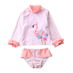 Conjunto Infantil Praia Manga Longa Flamingo