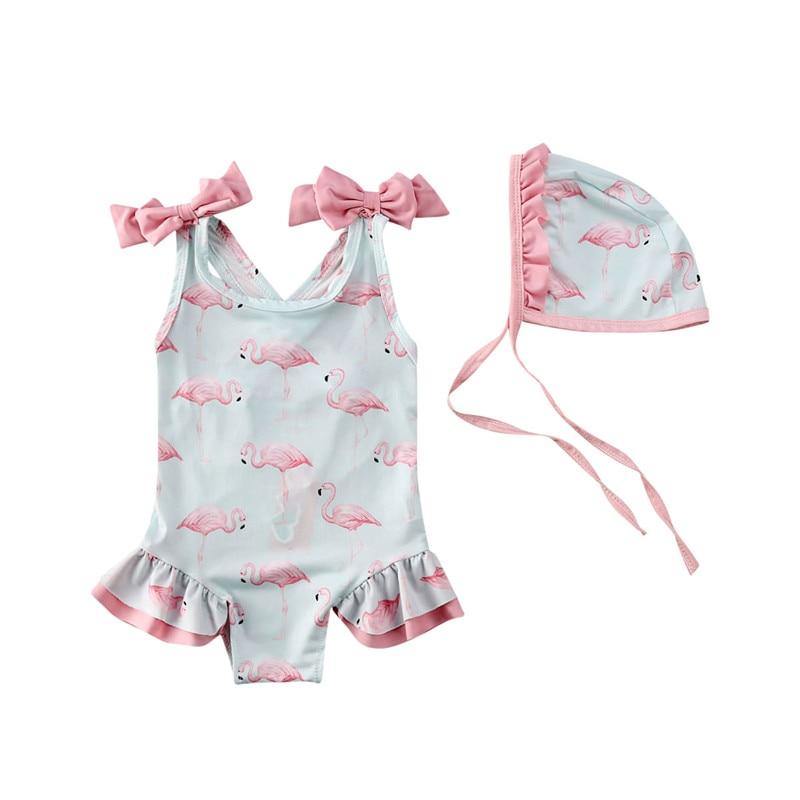 Maiô Infantil Flamingos com Touca