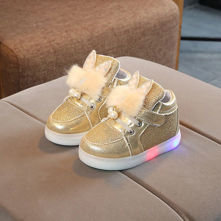 Botinha Tênis Infantil Feminino Led Pom Pom - Ama Mamma
