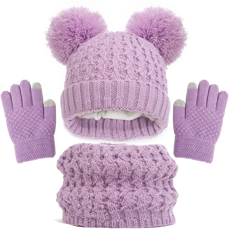 Kit de Inverno Infantil Touca Luvas Cachecol