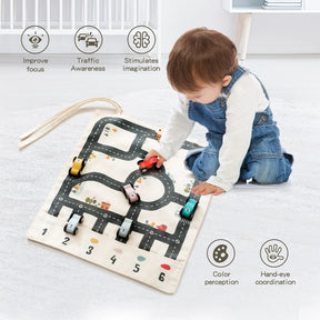 35*31cm montessori brinquedos carro do bebê tráfego estrada mapa lona tapete de mesa jogo carro de madeira interação pai-filho criança educação presente