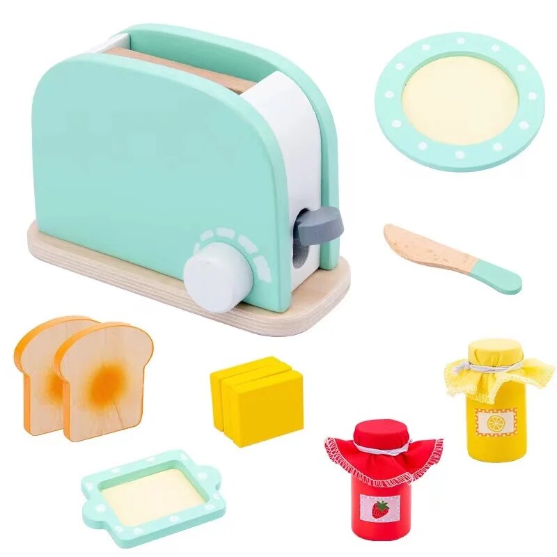 Kit Cozinha Montessori em Madeira Torradeira