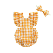 Body Feminino Infantil Xadrez + Faixa de Cabelo | 0-24 Meses