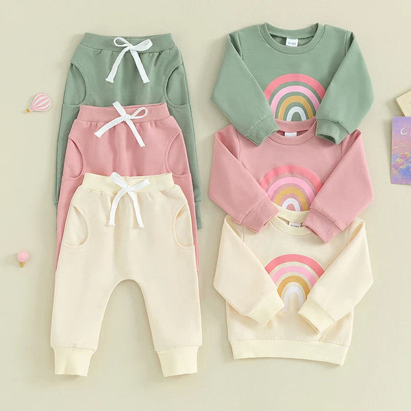 Conjunto Moletom Feminino Infantil Arco Iris - Ama Mamma