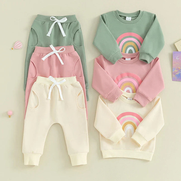Conjunto Moletom Feminino Infantil Arco Iris - Ama Mamma