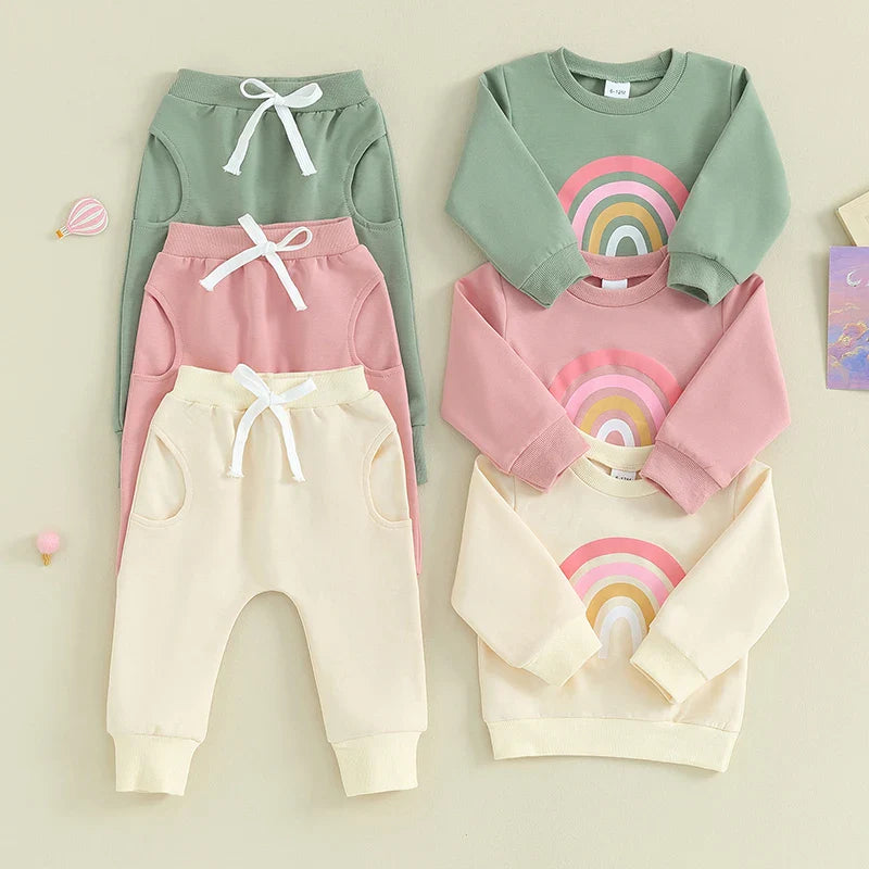 Conjunto Moletom Feminino Infantil Arco Iris