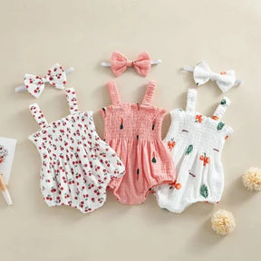 Body Feminino Infantil Estampado + Faixa de Cabelo | 0-18 Meses