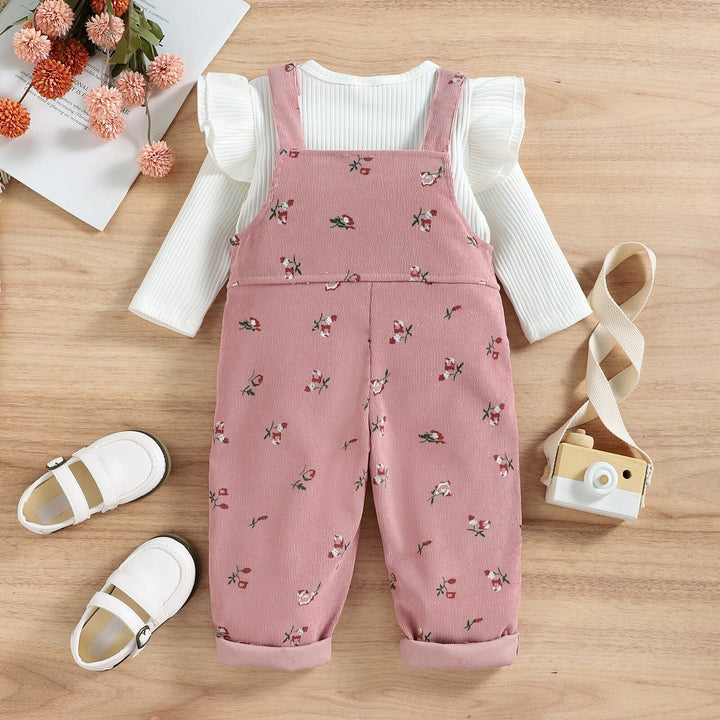 Jardineira Infantil Feminino Floral 2 peças - Ama Mamma