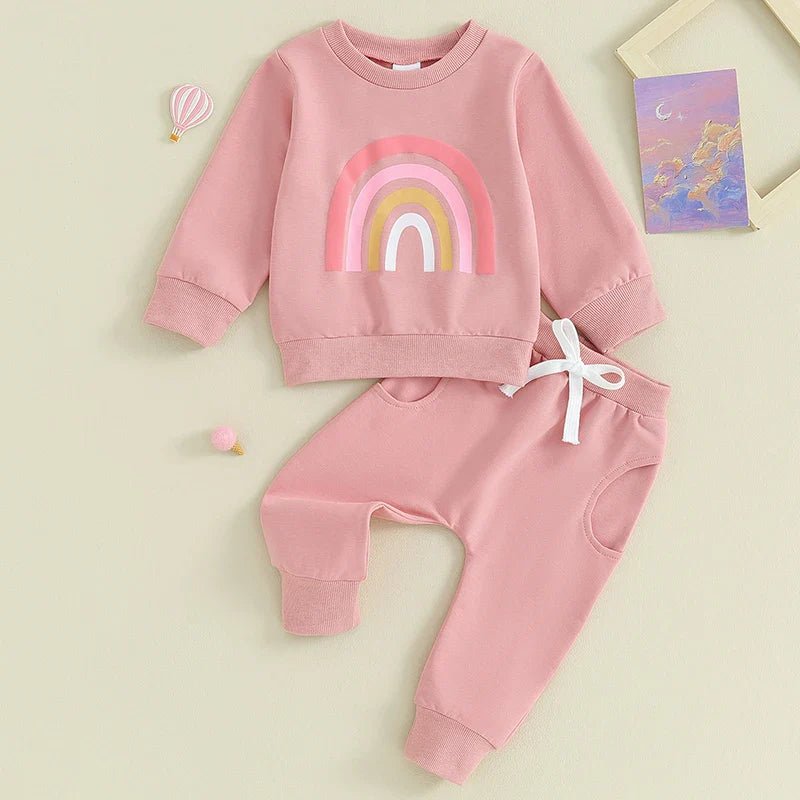 Conjunto Moletom Feminino Infantil Arco Iris