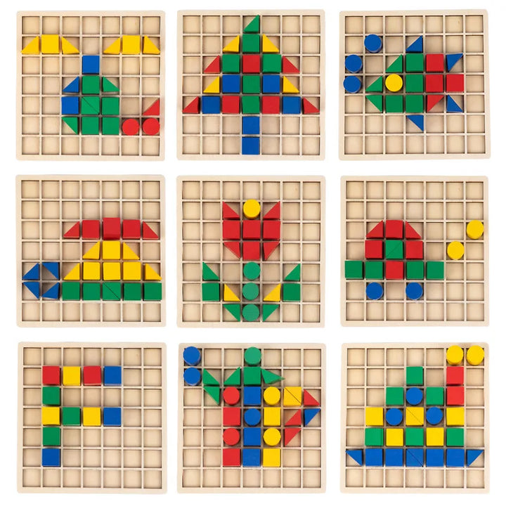 Blocos Criativos Cores e Formas Brinquedo de Madeira - Ama Mamma