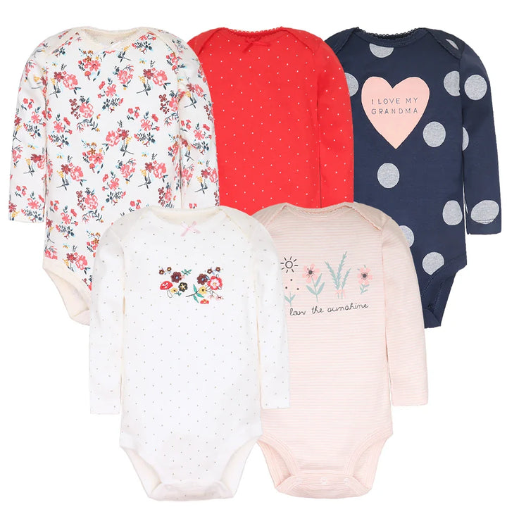 Kit Body Manga Longa para Bebê Meninas 5 Peças - Ama Mamma