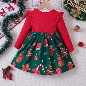 2026 vestido de ano novo para meninas do bebê outono manga longa vestido de princesa crianças vermelho retalhos presente de natal veados impressão vestidos de natal