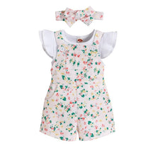 Jardineira Infantil Feminino Floral 3 peças