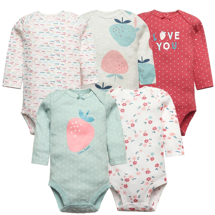 Kit Body Manga Longa para Bebê Meninas 5 Peças - Ama Mamma