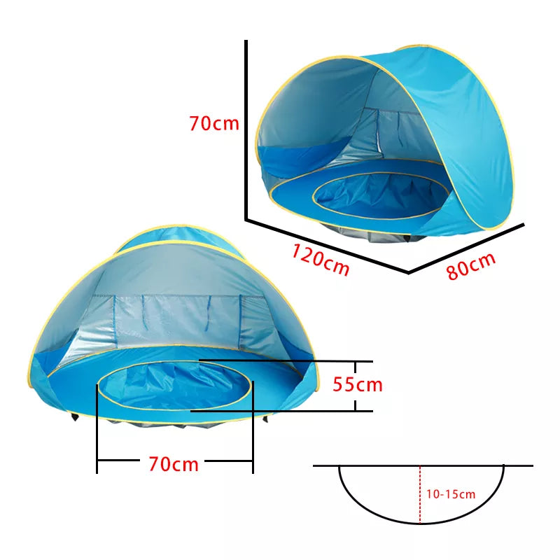 Tenda de Praia com Proteção UV e Mini Piscina para Bebê