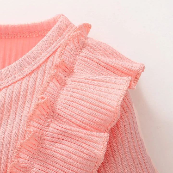 Bebê recém-nascido menina macacão de manga comprida plissado bodysuit com bandana outono & inverno macacão roupa para bebê 0-18 meses