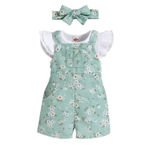 Jardineira Infantil Feminino Floral 3 peças