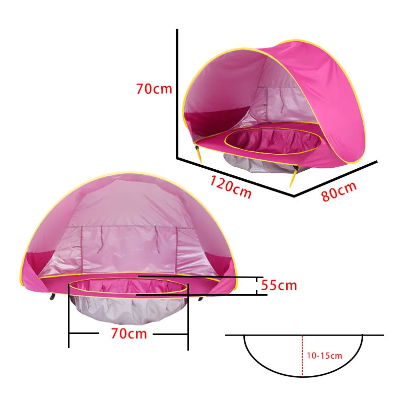 Tenda de Praia com Proteção UV e Mini Piscina para Bebê