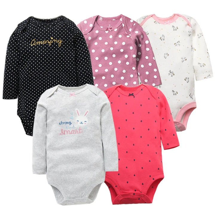 Kit Body Manga Longa para Bebê Meninas 5 Peças - Ama Mamma