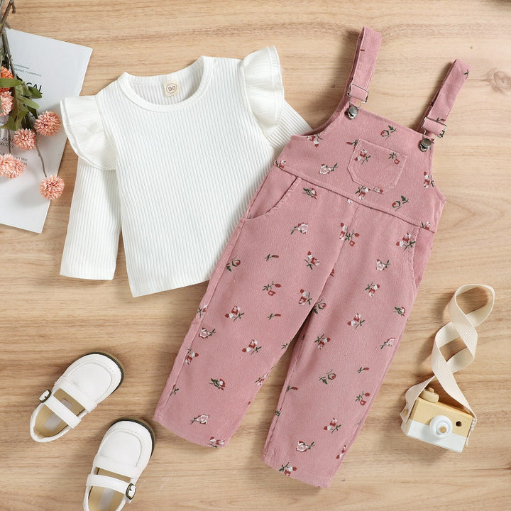 Jardineira Infantil Feminino Floral 2 peças - Ama Mamma