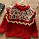 Pulôver para meninas outono e inverno estilo coreano crianças grosso elegante malhas doce camisola para crianças pequenas na moda