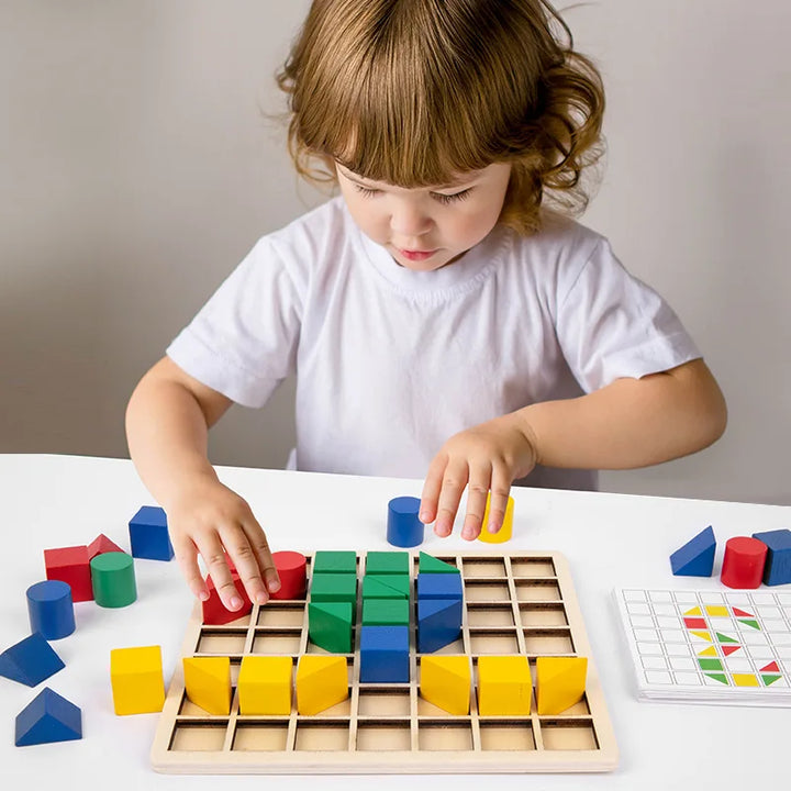 Blocos Criativos Cores e Formas Brinquedo de Madeira - Ama Mamma