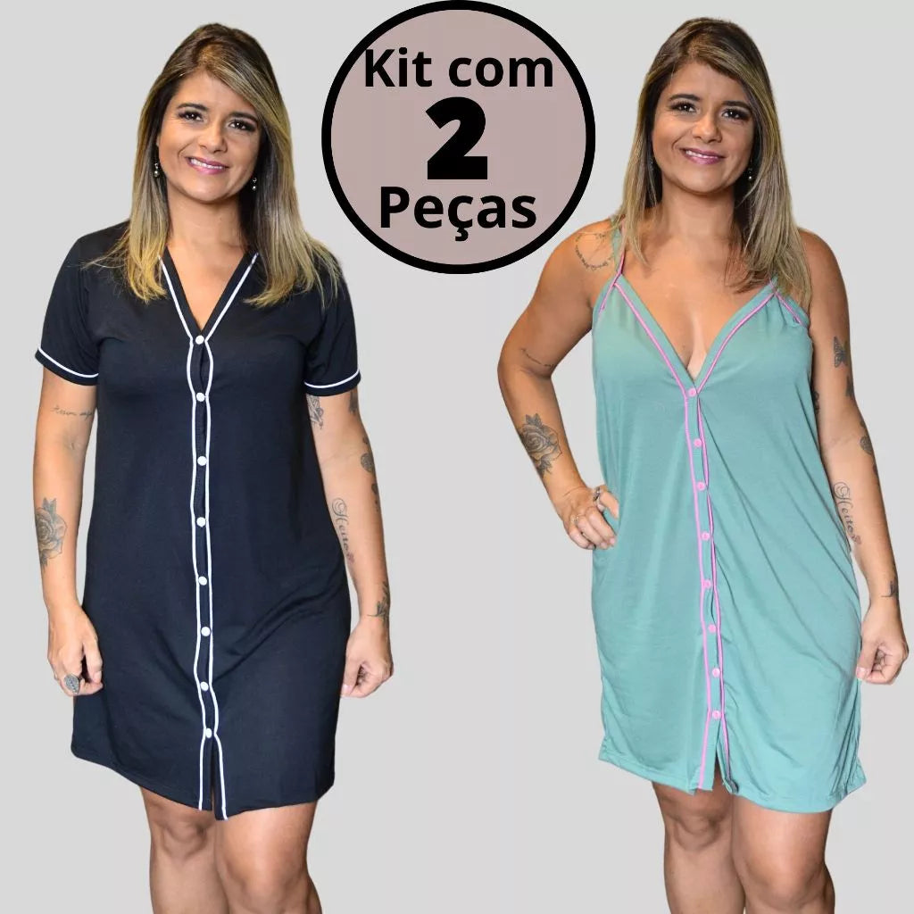 Conjunto de 2 Pijamas Amamentação Americano Luxo