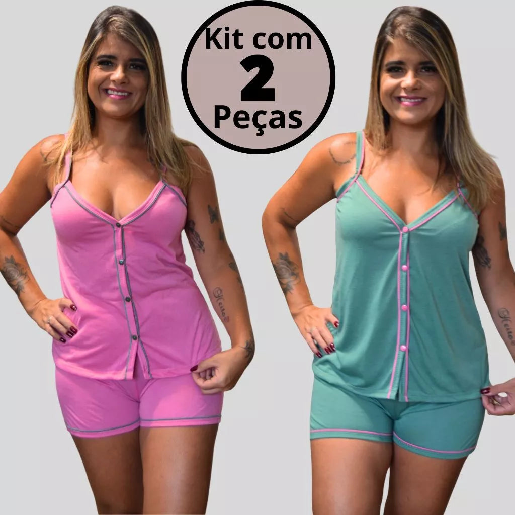 Conjunto de 2 Pijamas Amamentação Americano Luxo