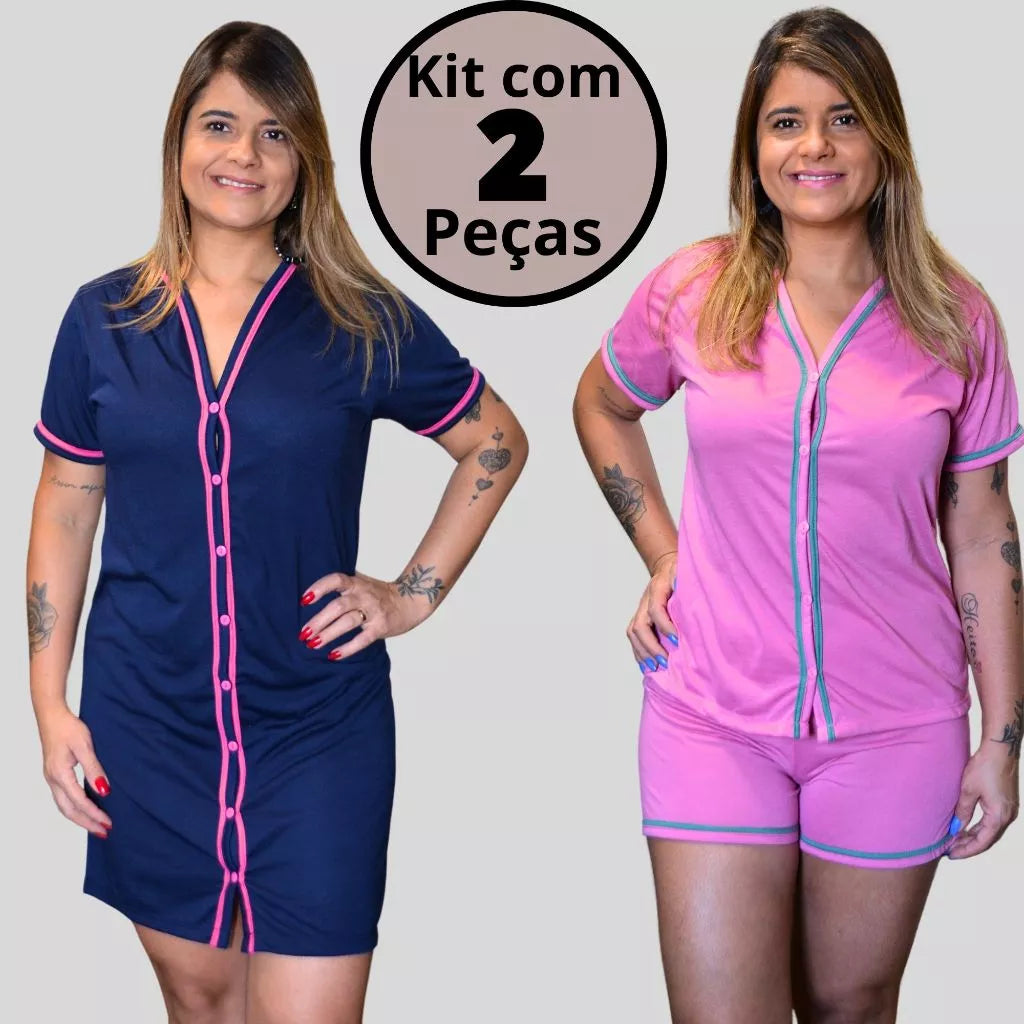 Conjunto de 2 Pijamas Amamentação Americano Luxo