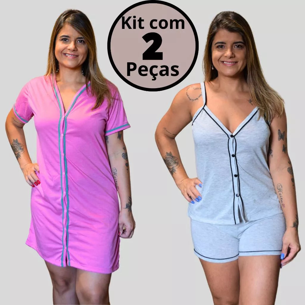 Conjunto de 2 Pijamas Amamentação Americano Luxo