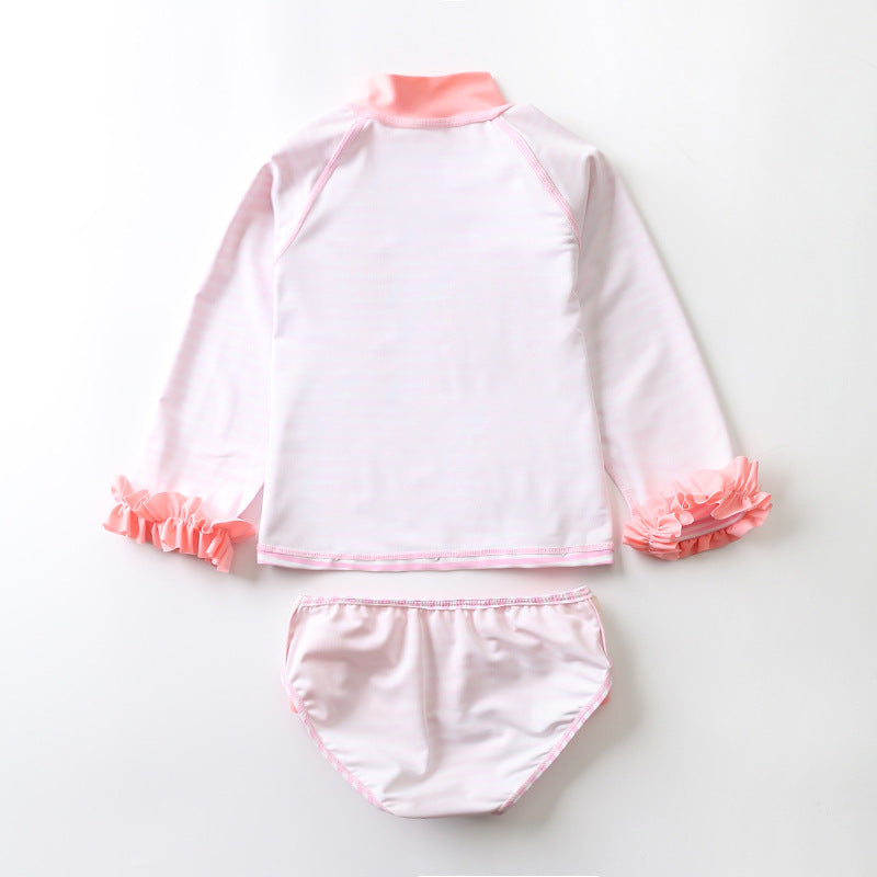 Conjunto Infantil Praia Manga Longa Flamingo