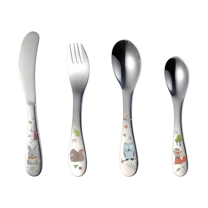 Kit de Talheres Infantil Aço Inoxidável Prata 4 Peças - Ama Mamma - Ama Mamma