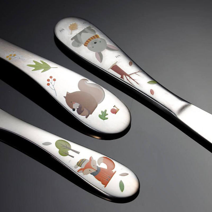 Kit de Talheres Infantil Aço Inoxidável Prata 4 Peças - Ama Mamma - Ama Mamma