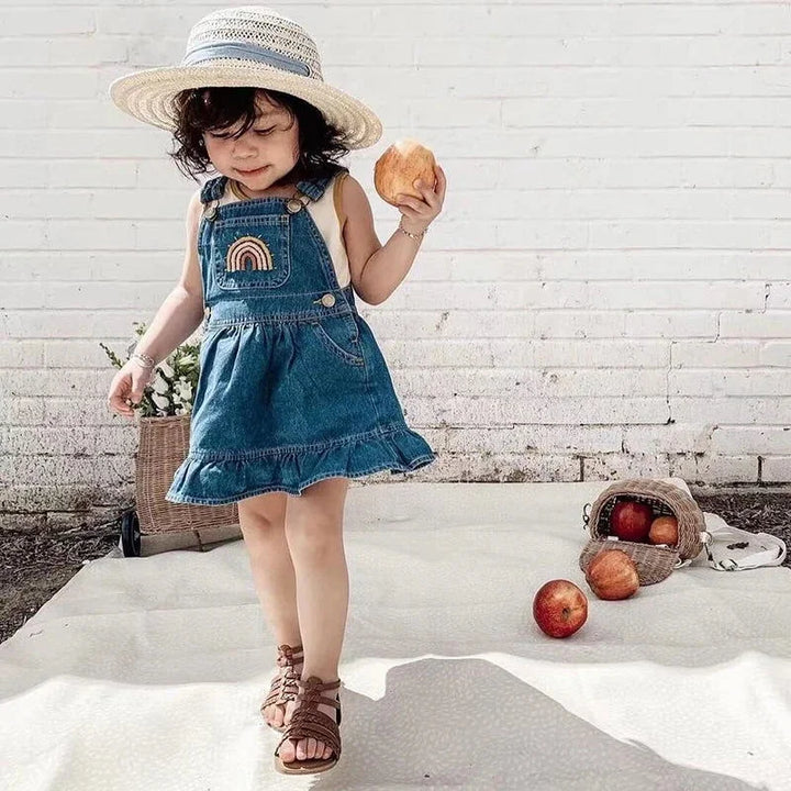 Macacão Jardineira Arco-íris Jeans Elegante Ama Mamma - Ama Mamma