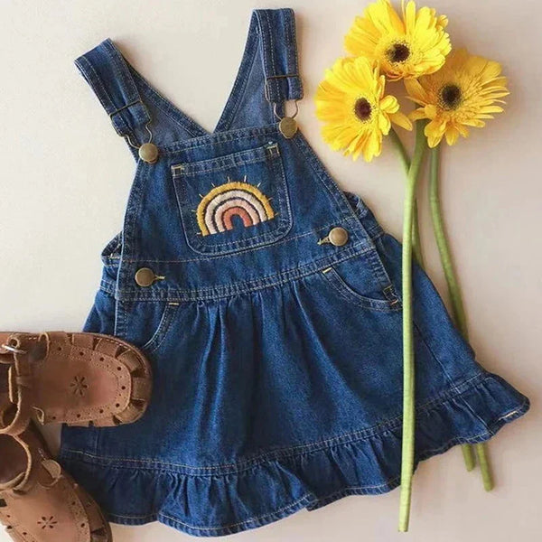 Macacão Jardineira Arco-íris Jeans Elegante Ama Mamma - Ama Mamma