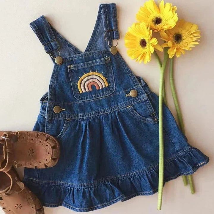 Macacão Jardineira Arco-íris Jeans Elegante Ama Mamma - Ama Mamma
