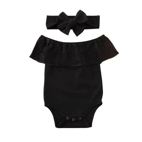 Body Ciganinha Preto Básico +Laço | 0-18 Meses