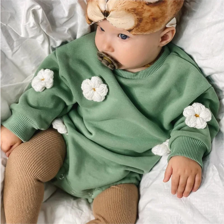 Macacão Romper Nuvens e Flores para Bebê Ama Mamma - Ama Mamma