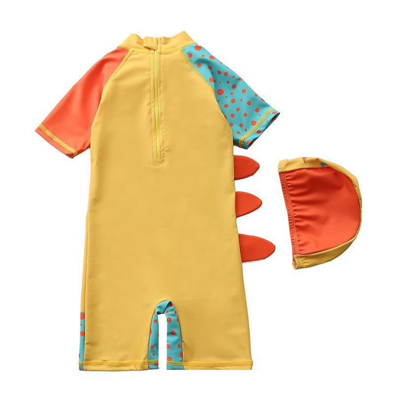 Roupa de Praia Infantil Manga Curta Dino Amarelo