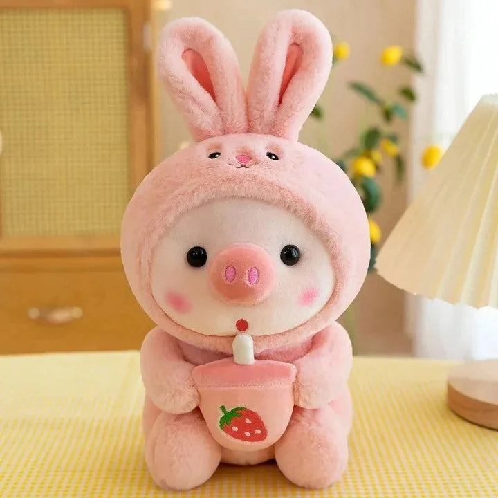Porquinho de Pelúcia Tomando Chá para Brincadeiras e Decoração Ama Mamma - Ama Mamma