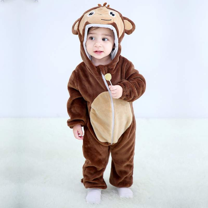 Pijama-Fantasia de Bichinhos de Plush para Bebês c/ Capuz - Ama Mamma