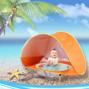 Tenda de Praia com Proteção UV e Mini Piscina para Bebê